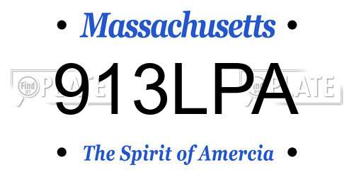 913LPA Massachusetts License Plate