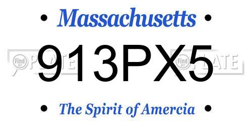 913PX5 Massachusetts License Plate