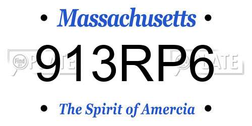 913RP6 Massachusetts License Plate