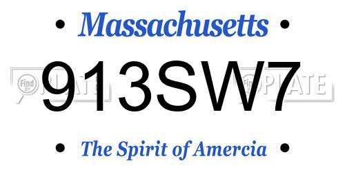 913SW7 Massachusetts License Plate