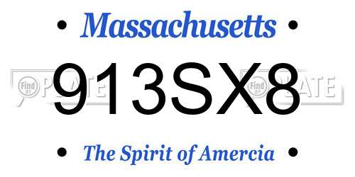 913SX8 Massachusetts License Plate