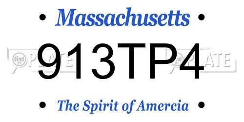 913TP4 Massachusetts License Plate