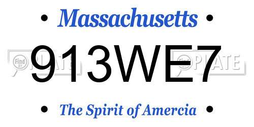 913WE7 Massachusetts License Plate