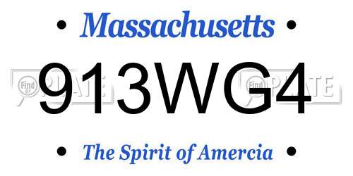 913WG4 Massachusetts License Plate