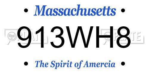 913WH8 Massachusetts License Plate