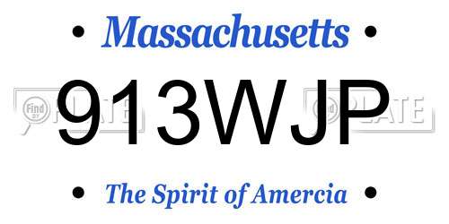 913WJP Massachusetts License Plate