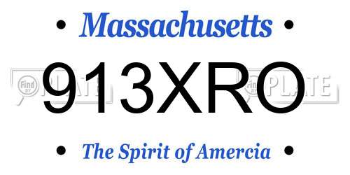 913XRO Massachusetts License Plate