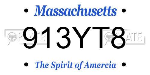 913YT8 Massachusetts License Plate