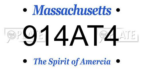 914AT4 Massachusetts License Plate