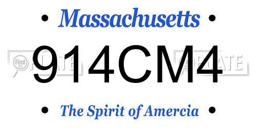 914CM4 Massachusetts License Plate