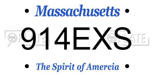 914EXS Massachusetts License Plate