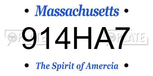 914HA7 Massachusetts License Plate