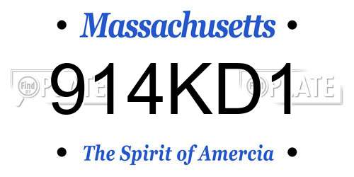 914KD1 Massachusetts License Plate