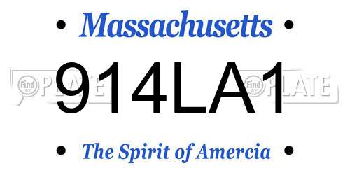 914LA1 Massachusetts License Plate