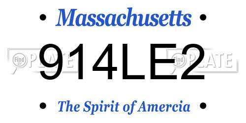 914LE2 Massachusetts License Plate