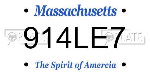 914LE7 Massachusetts License Plate
