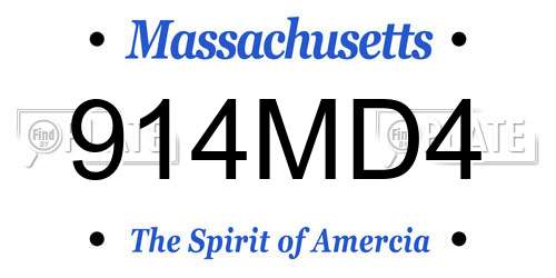 914MD4 Massachusetts License Plate