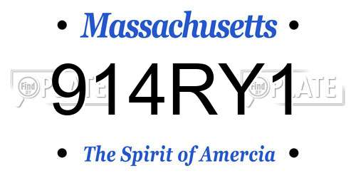 914RY1 Massachusetts License Plate