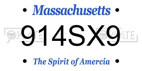 914SX9 Massachusetts License Plate