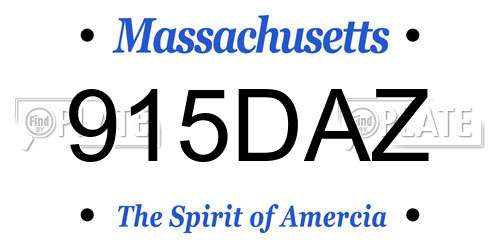915DAZ Massachusetts License Plate