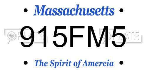 915FM5 Massachusetts License Plate