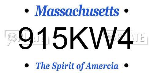 915KW4 Massachusetts License Plate
