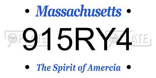 915RY4 Massachusetts License Plate