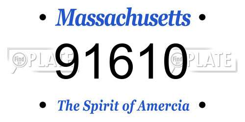 91610 Massachusetts License Plate