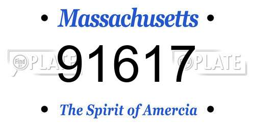 91617 Massachusetts License Plate