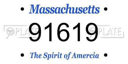 91619 Massachusetts License Plate