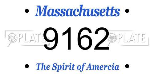 9162 Massachusetts License Plate