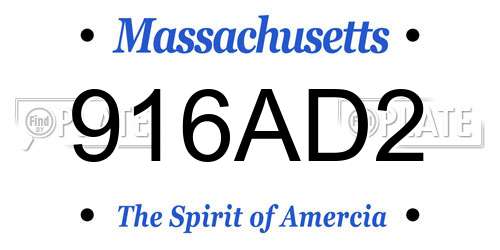 916AD2 Massachusetts License Plate