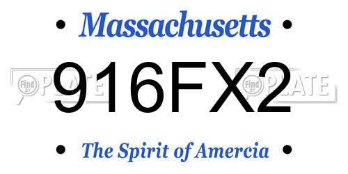 916FX2 Massachusetts License Plate