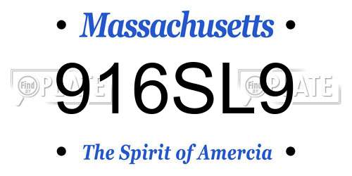 916SL9 Massachusetts License Plate