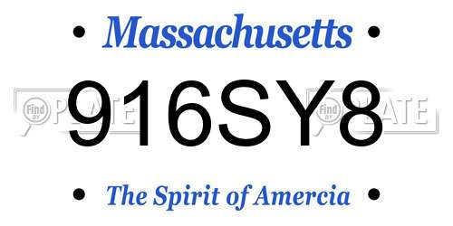 916SY8 Massachusetts License Plate