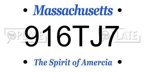 916TJ7 Massachusetts License Plate