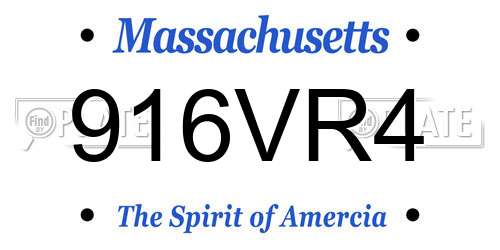 916VR4 Massachusetts License Plate