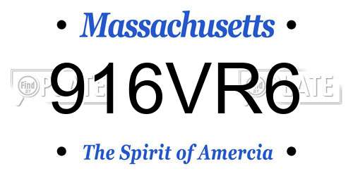 916VR6 Massachusetts License Plate