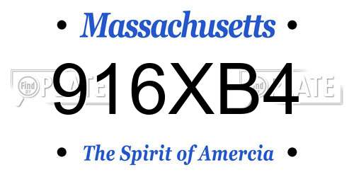 916XB4 Massachusetts License Plate