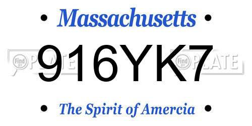 916YK7 Massachusetts License Plate