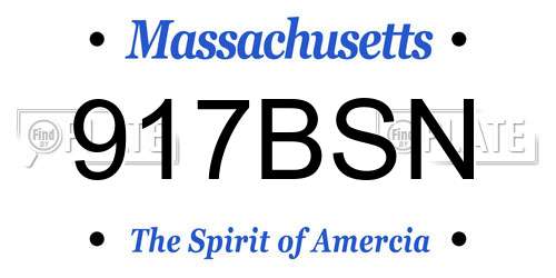 917BSN Massachusetts License Plate