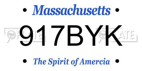 917BYK Massachusetts License Plate