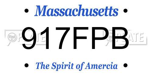 917FPB Massachusetts License Plate