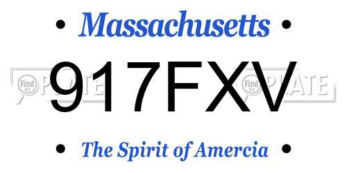 917FXV Massachusetts License Plate