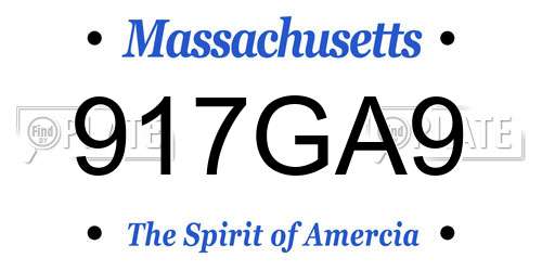 917GA9 Massachusetts License Plate