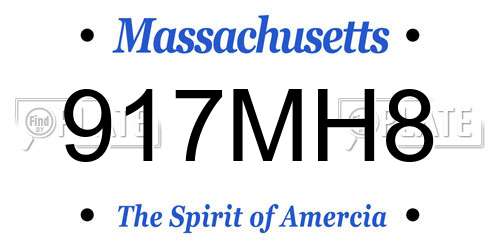 917MH8 Massachusetts License Plate