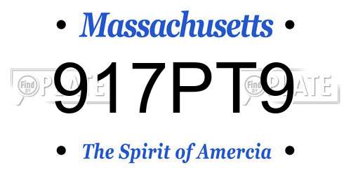 917PT9 Massachusetts License Plate