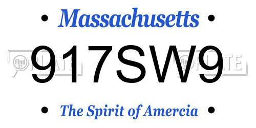 917SW9 Massachusetts License Plate