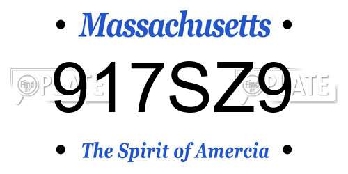 917SZ9 Massachusetts License Plate