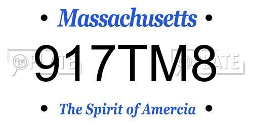 917TM8 Massachusetts License Plate